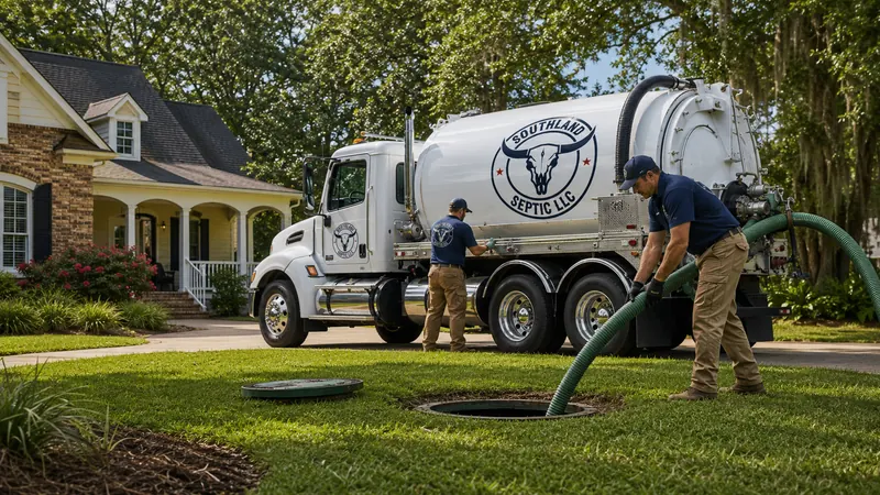 Southland Septic truck providing septic pumping service