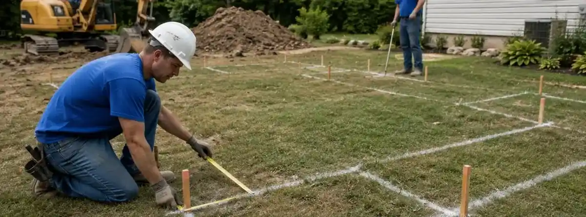Southland septic installation crew assessing and laying out a residential property in Gilbert SC before excavation